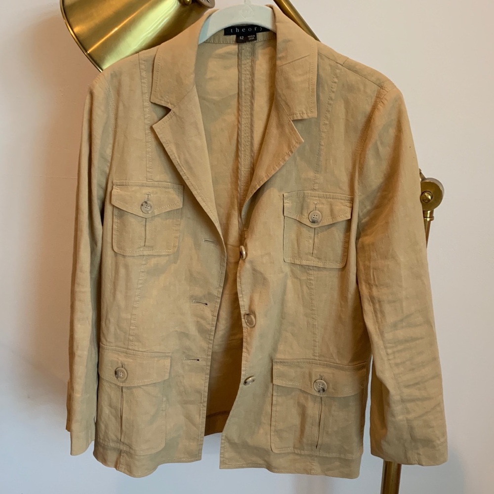 Theory Khaki Lightweight Notch-Lapel Jacket